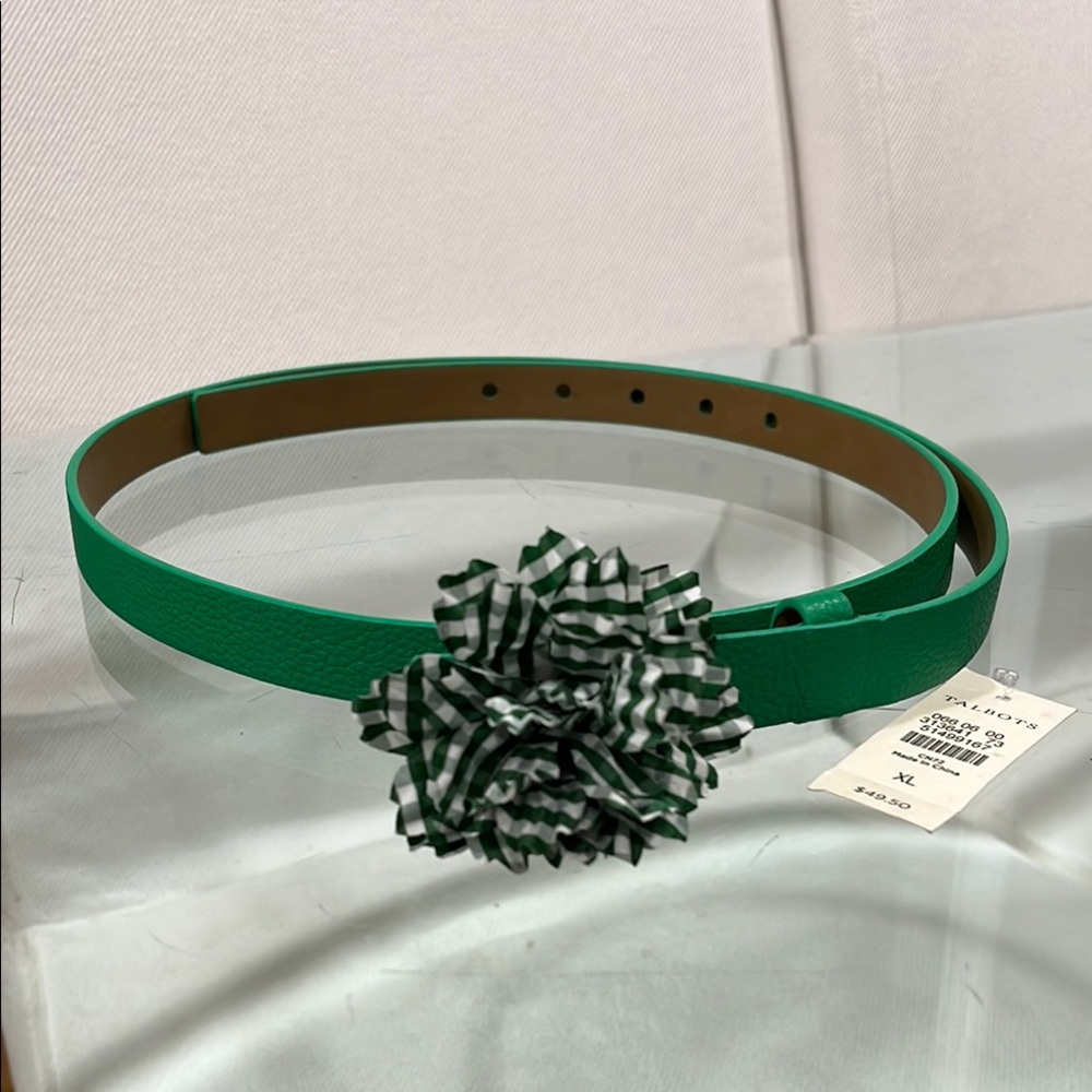 Green Striped Floral Belt